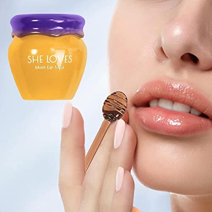 She Loves MOISTURIZING LIP BALM,CUTE MOISTURIZING HONEY JAR CHERRY BLOSSOM BEE LIP BALM WITH BRUSH | DAY AND NIGHT REPAIR CHAPSTICK FOR GLOSSY LIP COLOR, LIP CARE PRODUCTS - Image 2
